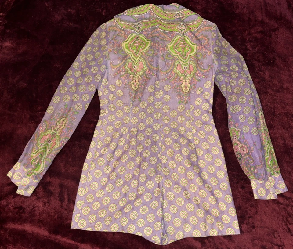 Винтажный 1960-х GREGG DRADDY для Bonwit Teller печати Детский комбинезон моды хиппи вид женщин S - Изображение 3 из 4