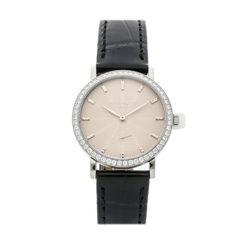 Patek Philippe Calatrava White Gold Manual 31mm Diamond Strap Watch 7120G-001