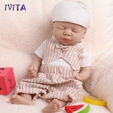 IVITA 15'' Eyes Closed Silicone Reborn Baby Boy Sleeping Silicone Infant Doll