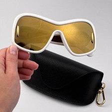 Loewe Women Sunglasses White Brown Gold Mirror Shield LW40131I FASHION 25G NEW