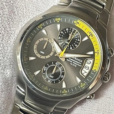 SEIKO J SPRINGS BFD035 Chronograph Watch Grey Dial Silver Band 100m