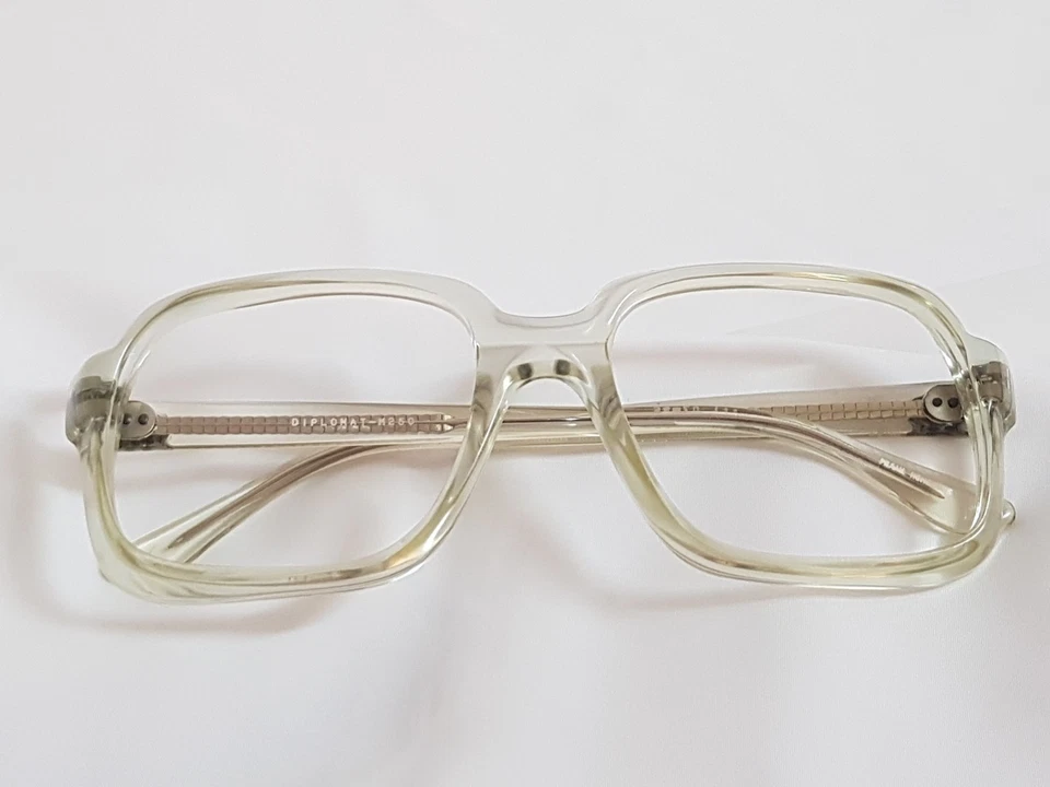 Vtg 70s Men's Frames Diplomat M250 Transparent Glasses Crystal Eyeglasses Thick - Image 3 of 4