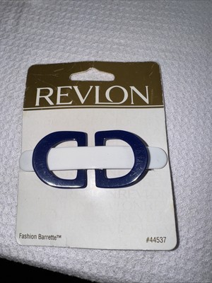 Vintage 90s Revlon Fashion Barette Hair Clip White / Blue Goody Products NEW NOS