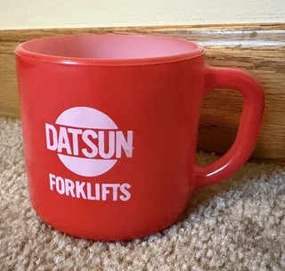 Vintage 1970s Datsun Forklifts Salem Truck Stop Virginia Federal Red Coffee Mug