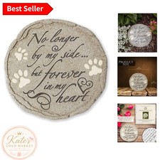 Weatherproof Round Pet Tribute Stone - No Longer By My Side, Forever in My Heart