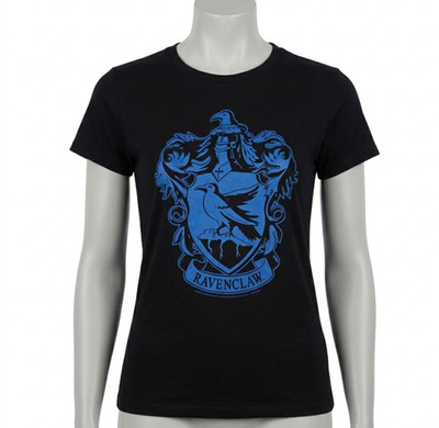 Harry Potter Ravenclaw T-Shirt Women XL Black Blue Crest Graphic Tee Fandom