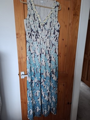 Ladies Rocha John Rocha Maxi Dress Size 14 Fully Lined In Blue White And Navy