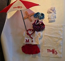 MUFFY VANDERBEAR Teddy Bear AT THE BEACH Umbrella Towel Sweater Skirt Outfit