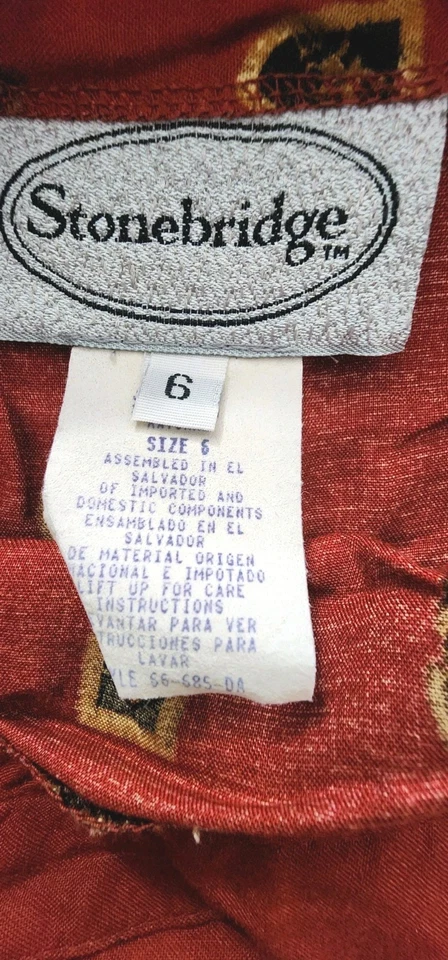 Maxi Falda Vintage Stonebridge Rojo Dorado Envolvente 6 Ecuestre Inglés Country Otoño Foto 4 de 4