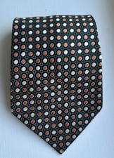 Keynote Men's neck tie Brown/Beige/Black Polkadot Polyester Vintage Wide Kipper