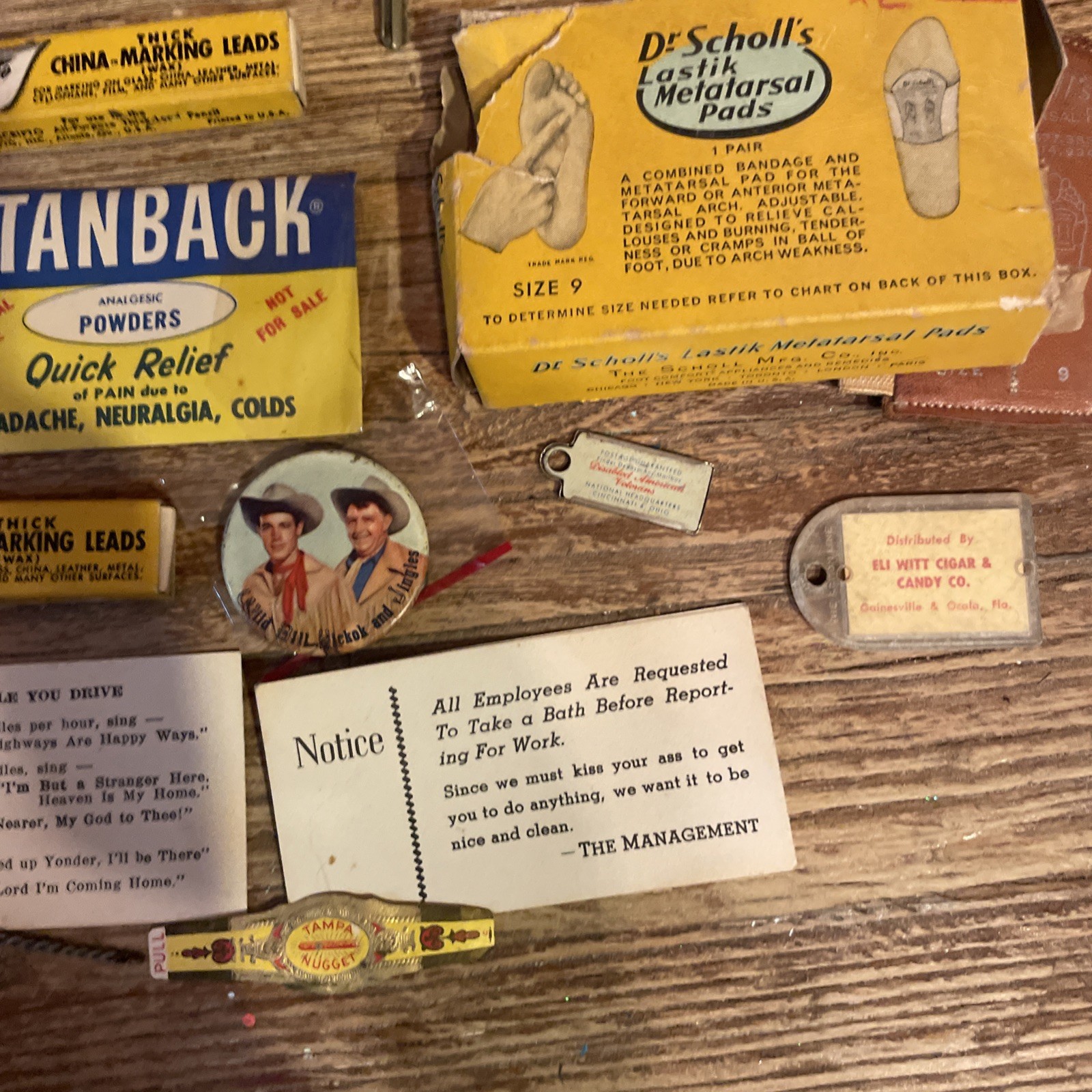 Vintage Items ANACIN Bauer Tin Wrigley’s Juicy Fruit Gum Scripto John Deere Ciga