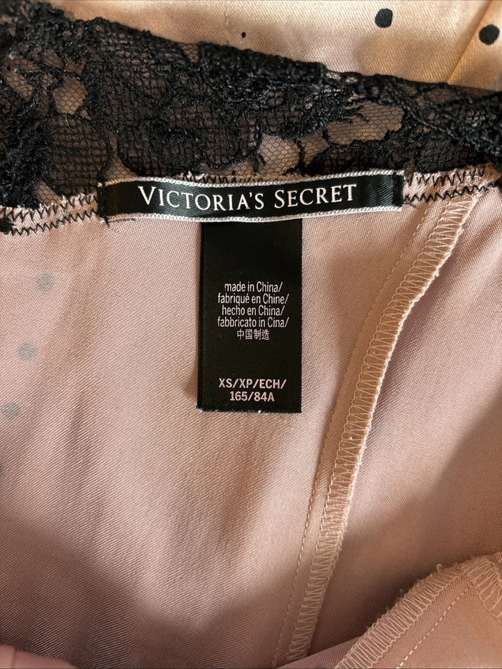 VESTIDO LENCERÍA VICTORIAS SECRET satinado Y2K talla XS negro encaje/rosa estampado Foto 2 de 4