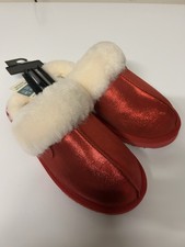 NWT Fireside by Dearfoams Women  s Sydney Scuff Slipper Red Genuine Leather 9