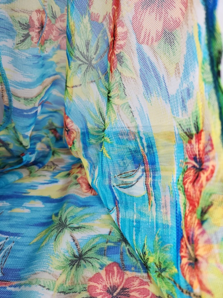 Traje de Baño Falda Sarong Transparente Hawaiana De Colección Cubrir Estampado Floral Isla 40x15 Foto 4 de 4