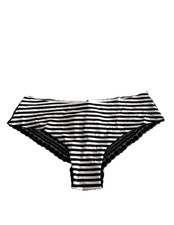 Victoria's Secret PINK No-Show Dot Lace Trim Cheekster Panty Black White Stripe