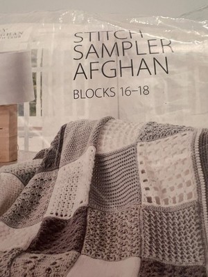 Annie s Stitch Sampler Crochet Afghan Yarn & Pattern Blocks 16-18 Sealed In Pack