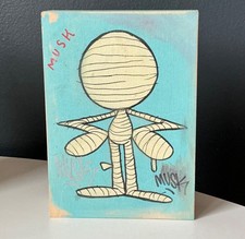 Musk Mummy Graffiti Wood Painting 2022  / ORFN Barry Mcgee SWAMPY Giraffa Ribity