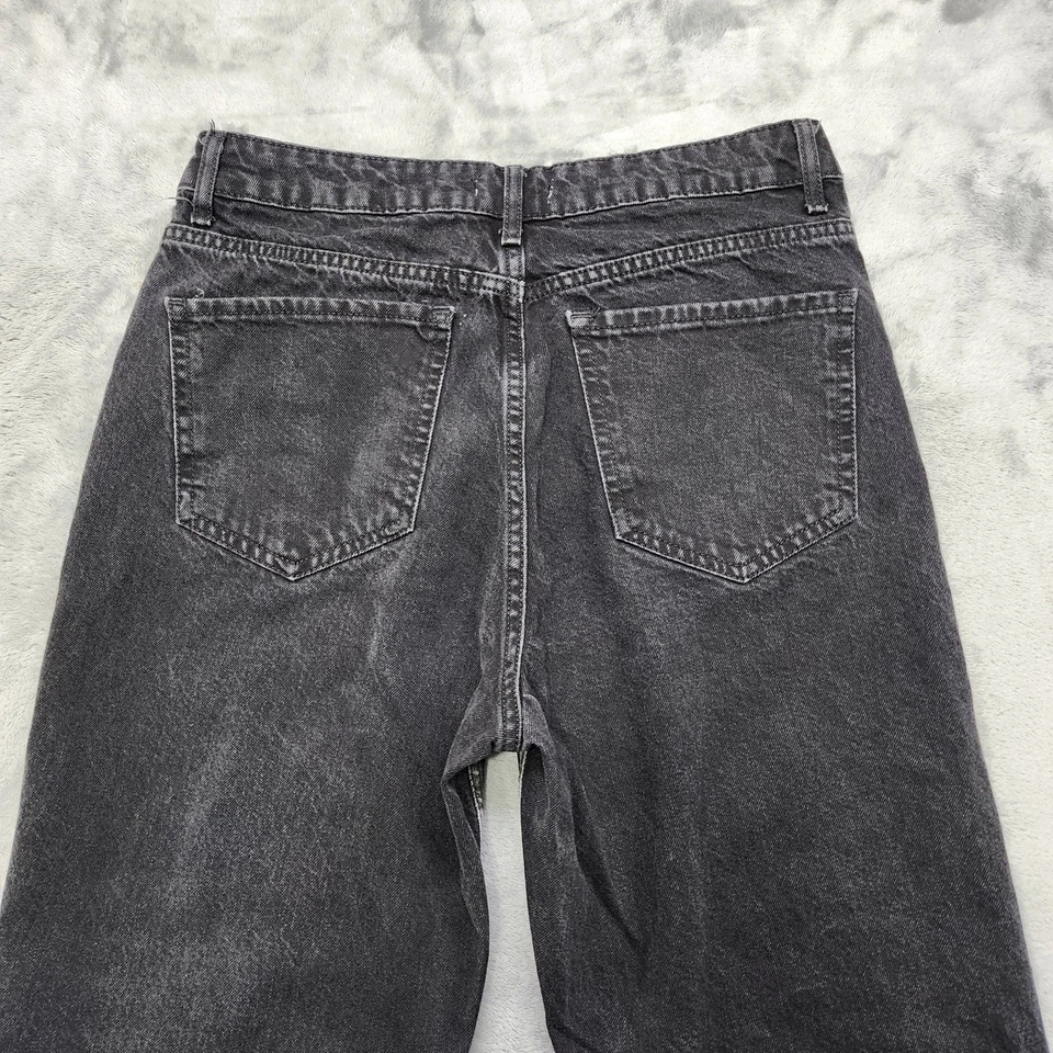 Pantalones de mezclilla para mujer Forever 21 28 costura negra blanqueada desvanecida a rayas tiro alto rectos Foto 4 de 4