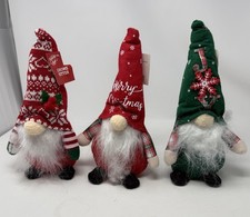 Holiday Style Lot Of 3 Gnome Christmas Sitters Decor Brand New 11 Inches