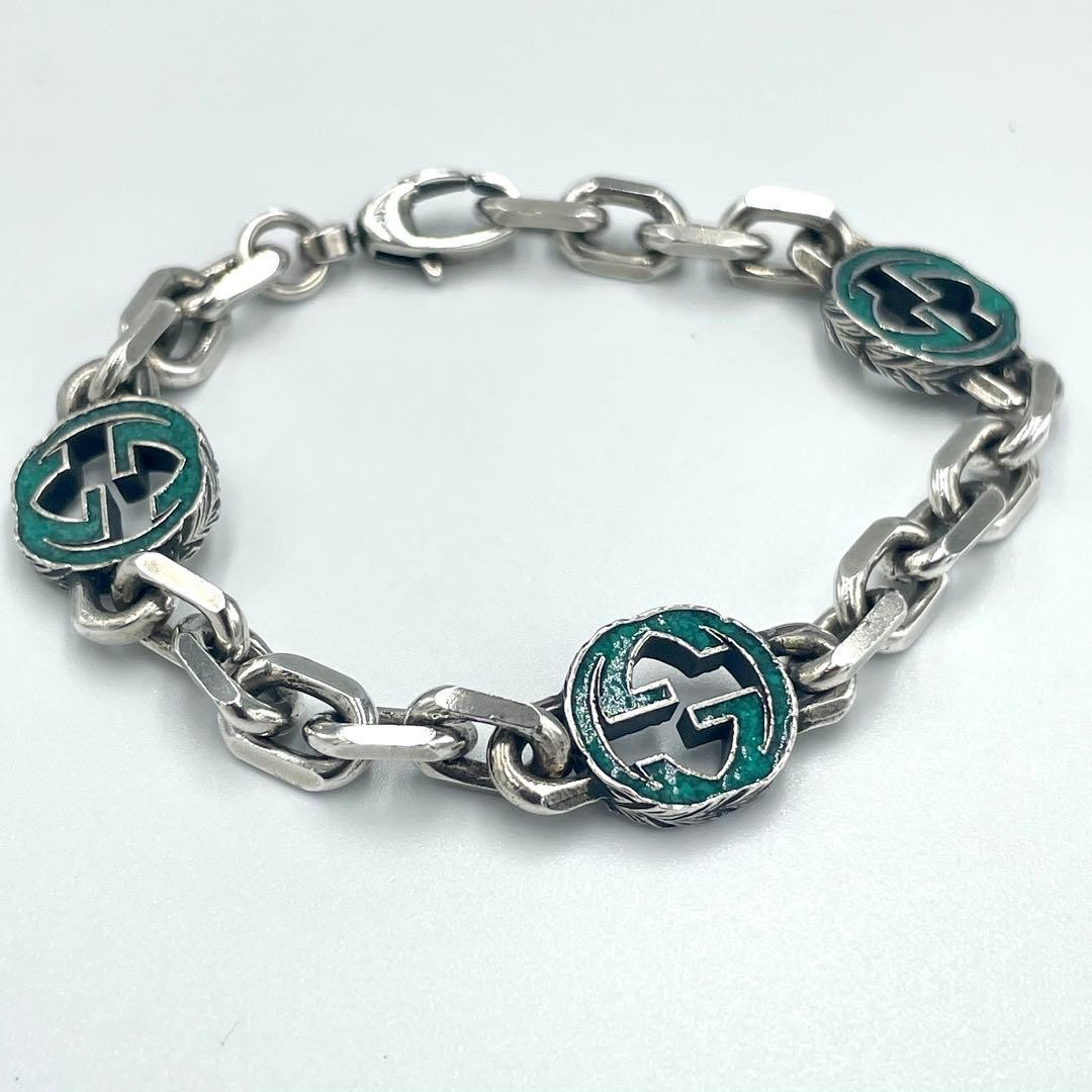Gucci Interlocking Green Arabesque Chain Bracelet… - image 10