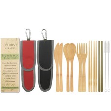 2 Set Bamboo Cutlery Set Bamboo Travel Utensil Reusable Organic Bamboo Utensi...