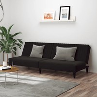 Schlafsofa 2-Sitzer Schwarz Samt Bettfunktion Klappbar