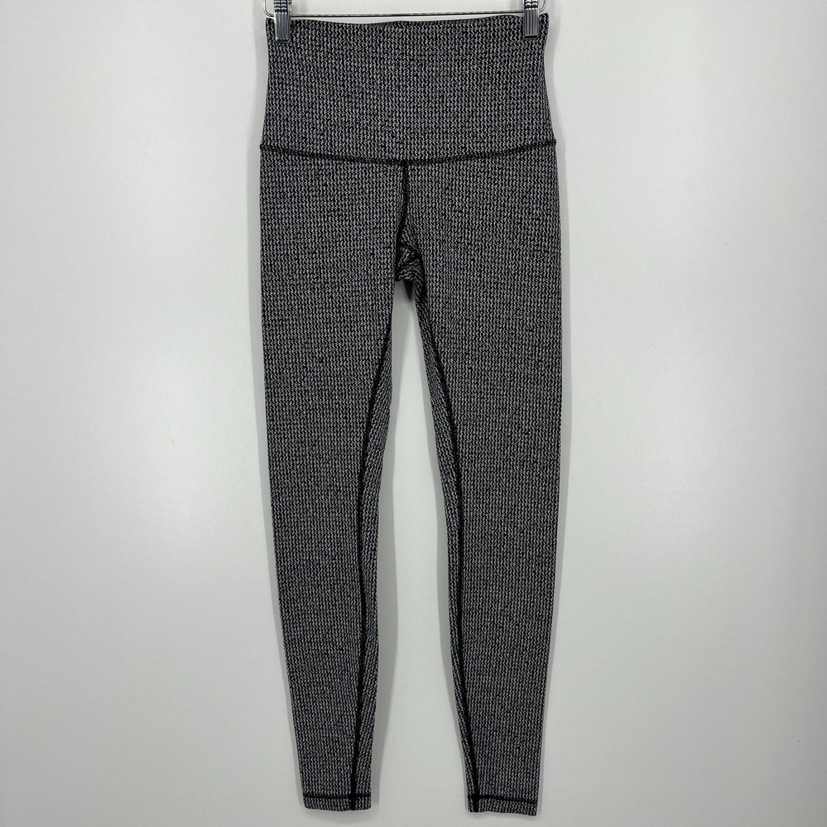 Lululemon Leggings Women's Gray Black Houndstooth Print Full Length Yoga  Gym