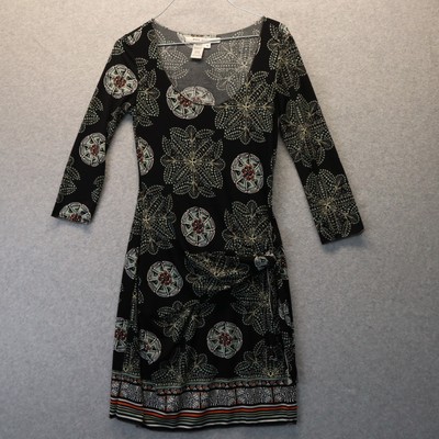 Max Studio Dress Womens XS Scoop Neck Tie Waist Long Sleeve