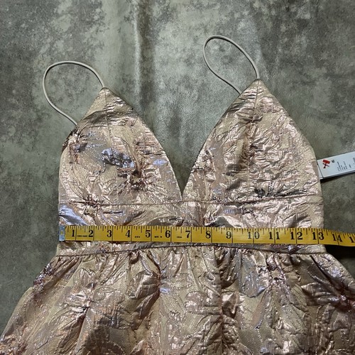 ALICE + OLIVIA Dress Womens Sz 4 Rose Gold Foley Metallic Brocade Party Mini - Picture 3 of 15