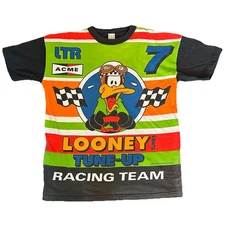 1992 Looney Tunes Daffy Duck Tune Up Racing T-Shirt One-Size (Fits Like a Large)