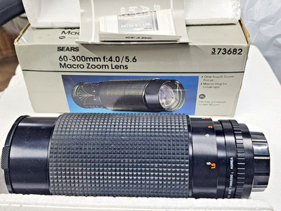 NIB~Sears 60-300mm f/4.0-5.6 Macro Zoom Telephoto Lens For Mount 373682 ~Vintage