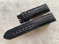 22mm/20mm Black Alligator Crocodile Print Leather Watch Strap Band