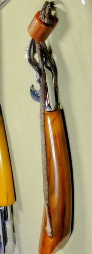 Vintage Butterscotch Marbled Bakelite 7pc Bar Set - With Brand Name? - Picture 8 of 12