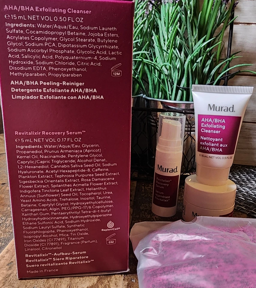 Conjunto de cuidados com a pele Murad Hydration Clinic 4 peças - limpador, soro, creme e faixa de cabeça novo na caixa  - Imagem 3 de 4