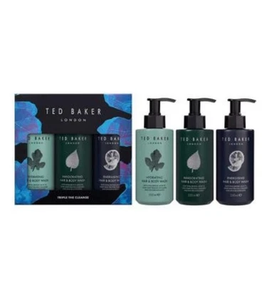 Ted Baker TRIPLE THE CLEANSE Mens Body Wash Trio Christmas Gift Set 2025