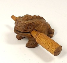 HANDCARVED WOOD FROG GUIRO PERCUSSION INSTRUMENT 2.5 "