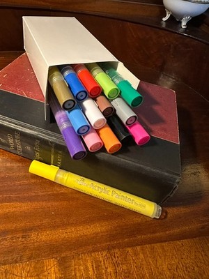 Flysea Acrylic Paint Marker Set 15 Colors No 1026 Water Based Thick Tip
