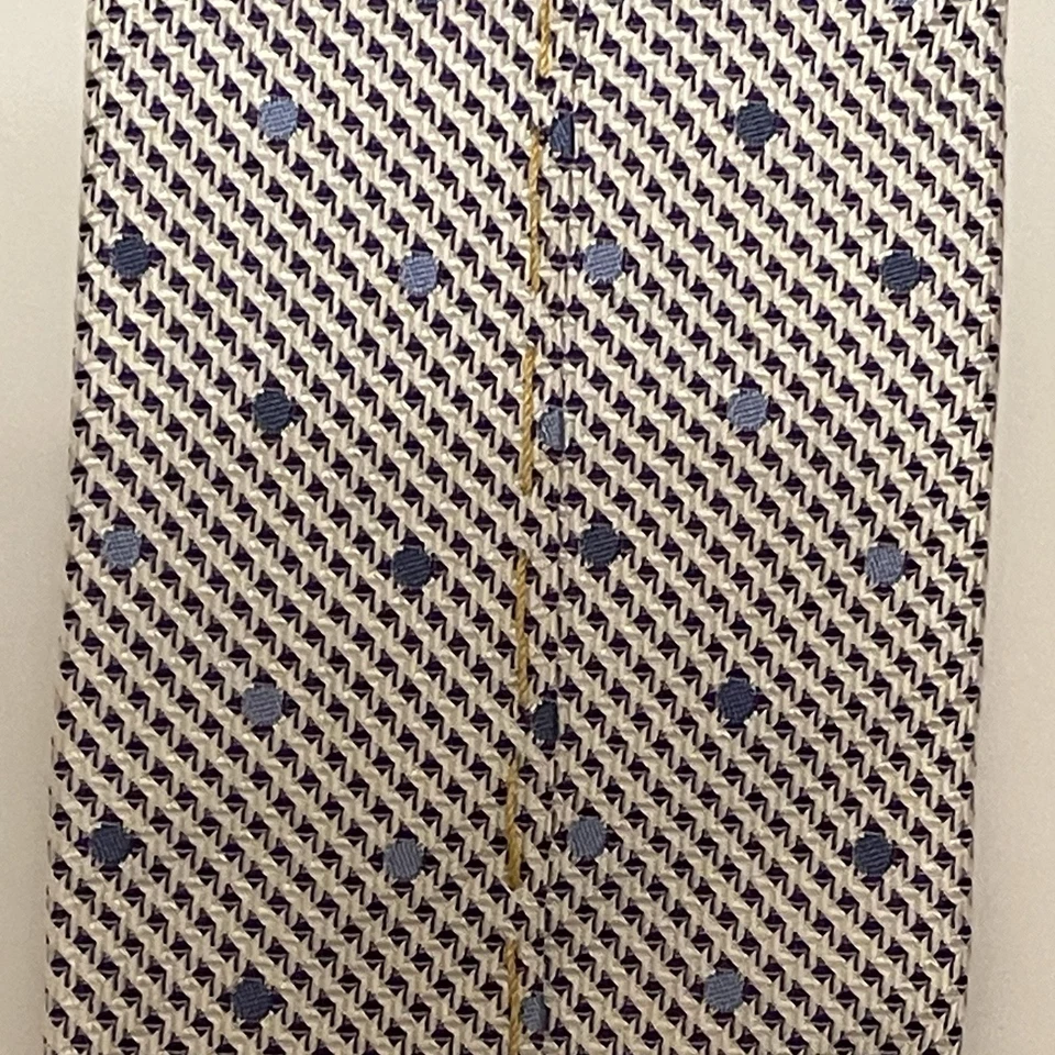 Corbata Robert Talbott Estate moderna púrpura y blanco tejida seda azul detalles 60x3,25 Foto 3 de 4