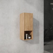 12" Bathroom Side Cabinet,Soft Close Doors,Float Mounting Design,Imitative Oak