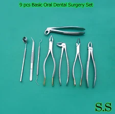  9 PCS BASIC ORAL DENTAL SURGERY EXTRACTING  FORCEPS  INSTRUMENTS SET DN-329
