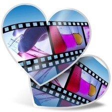 2 x Heart Stickers 15 cm - Science Film Reel Camera Fun #3665