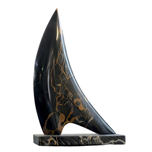 Vela Scultura in Marmo Nero Portoro Sail Nautical Design Home Decor H 36cm - Picture 3 of 4