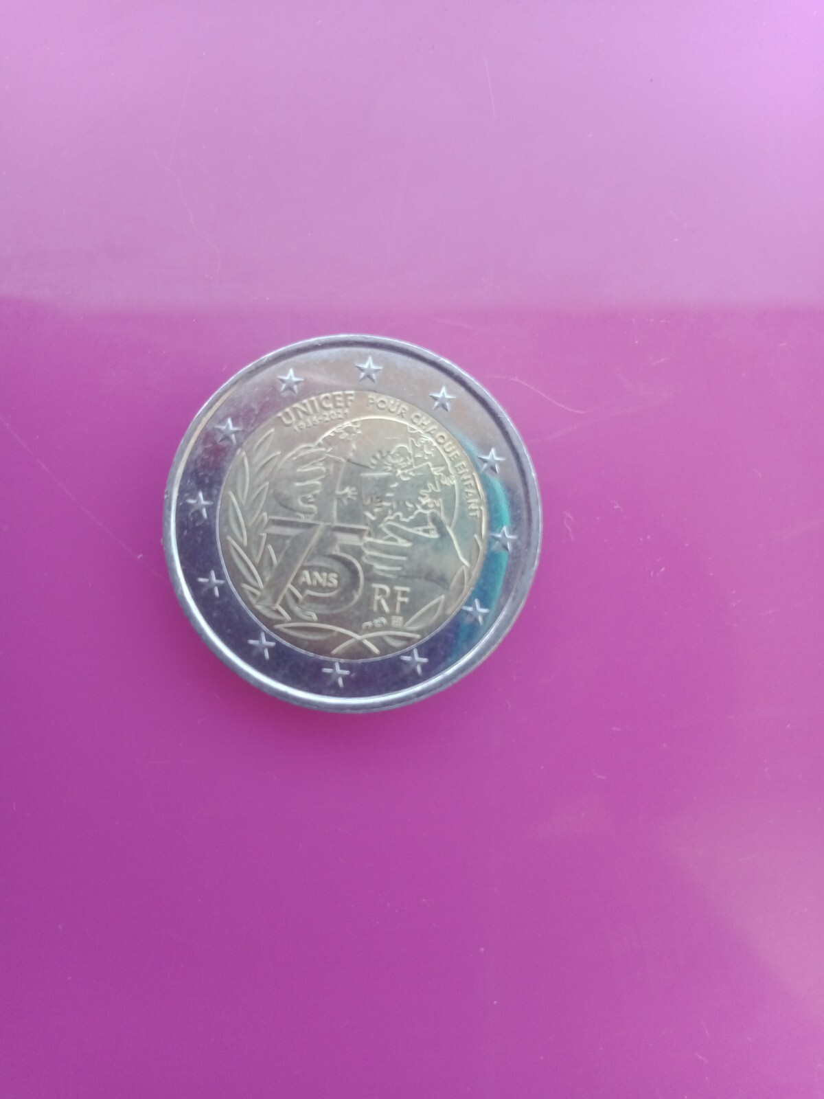 pièce 2 euros 75 ans unicef.