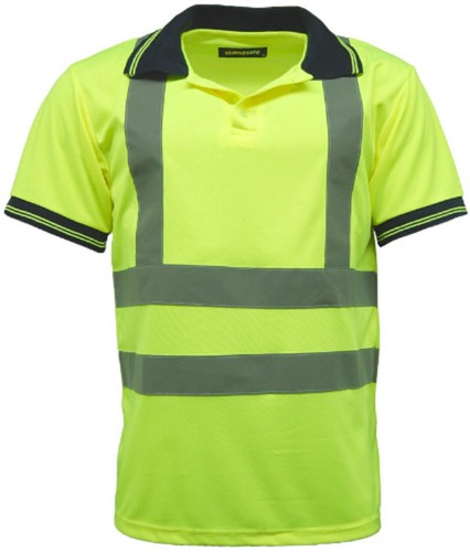 WorkWear, High Vis High Visibility, Short Sleeve Polo T Shirt EN471 - HV004 New - Picture 2 of 5