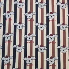 Stripe Schnauzer Dog Puppy Patterned Fabric made in Korea by the Yard