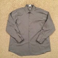 Van Heusen Flex Shirt Mens 17 Gray Geometric Long Sleeve Button Up Stretch