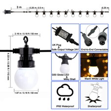 Multicolor / Warm White LED G50 Connectable Festoon String Lights Party Ambience