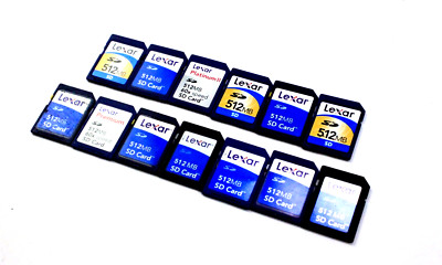 Lot Of 12 Lexar SanDisk 512MB MEGABYTE SD Camera Memory Cards