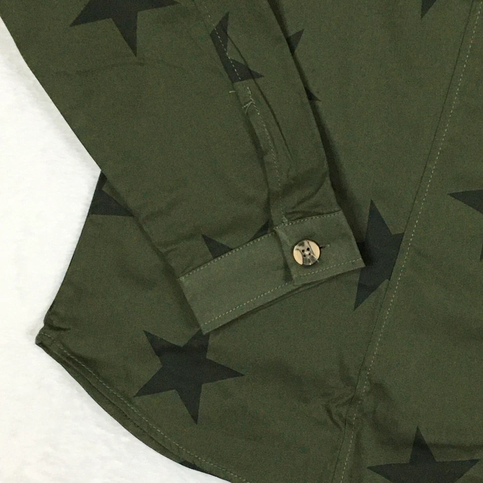 Camisa Knox Rose Utility Abotonada Chaqueta Cazadora 1X Verde Oliva Estrellas Nueva con Etiquetas Top Foto 4 de 4