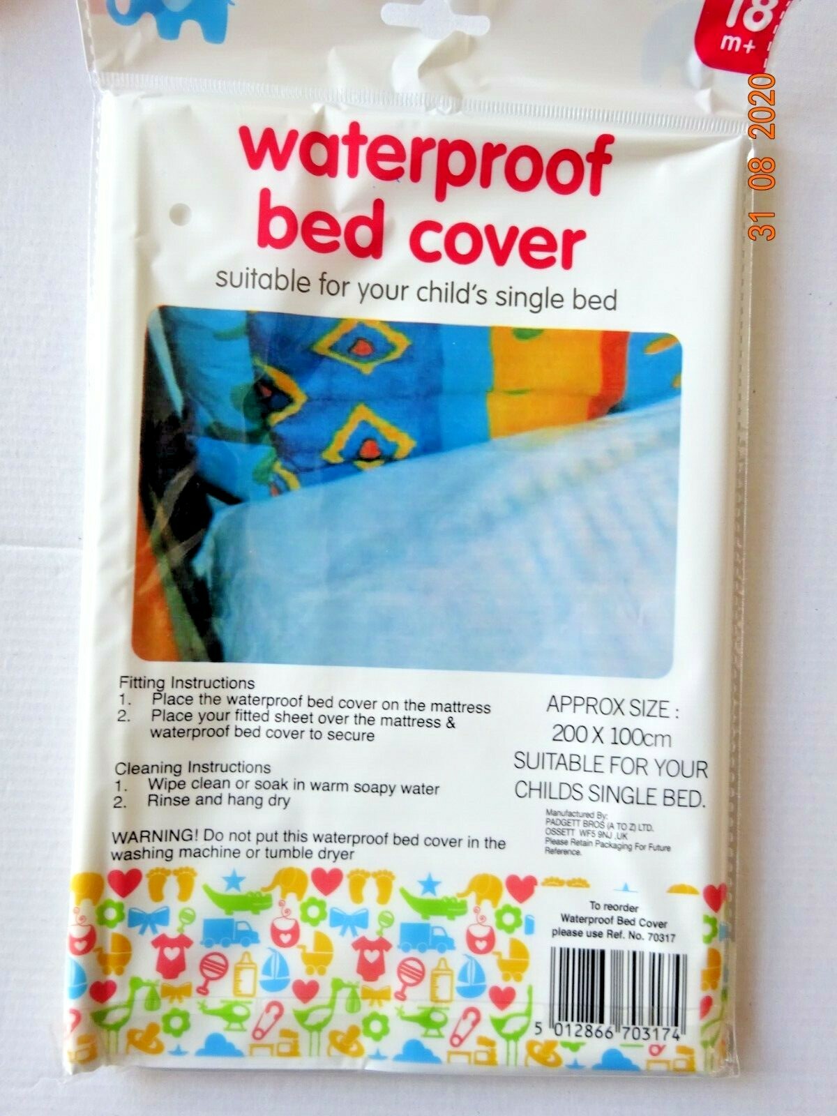 KIDS WATERPROOF SINGLE BED COVER SHEET BABY COT BED WHITE MATTRESS